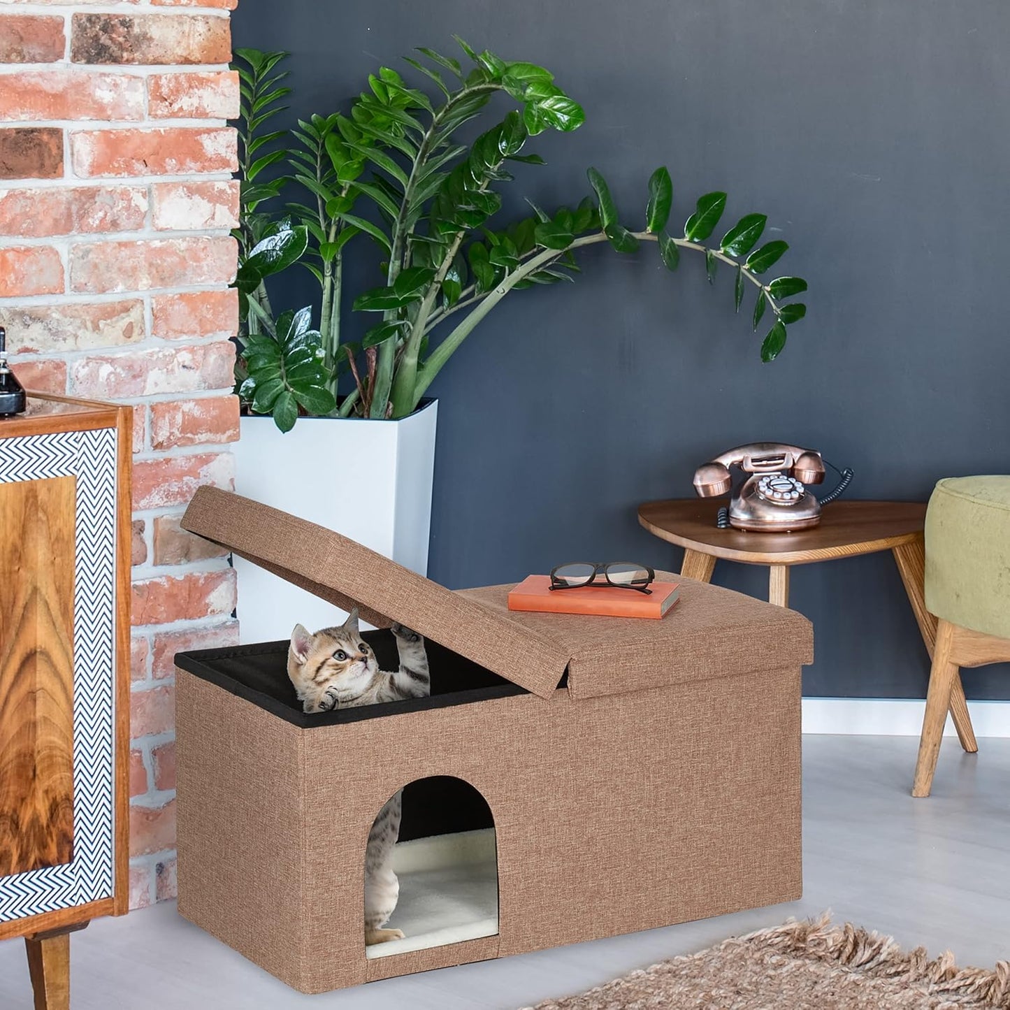 Katzenhöhle faltbare Sitzbank, hellbraun 38,5 x 74,5 x 37 cm (1er Pack)
