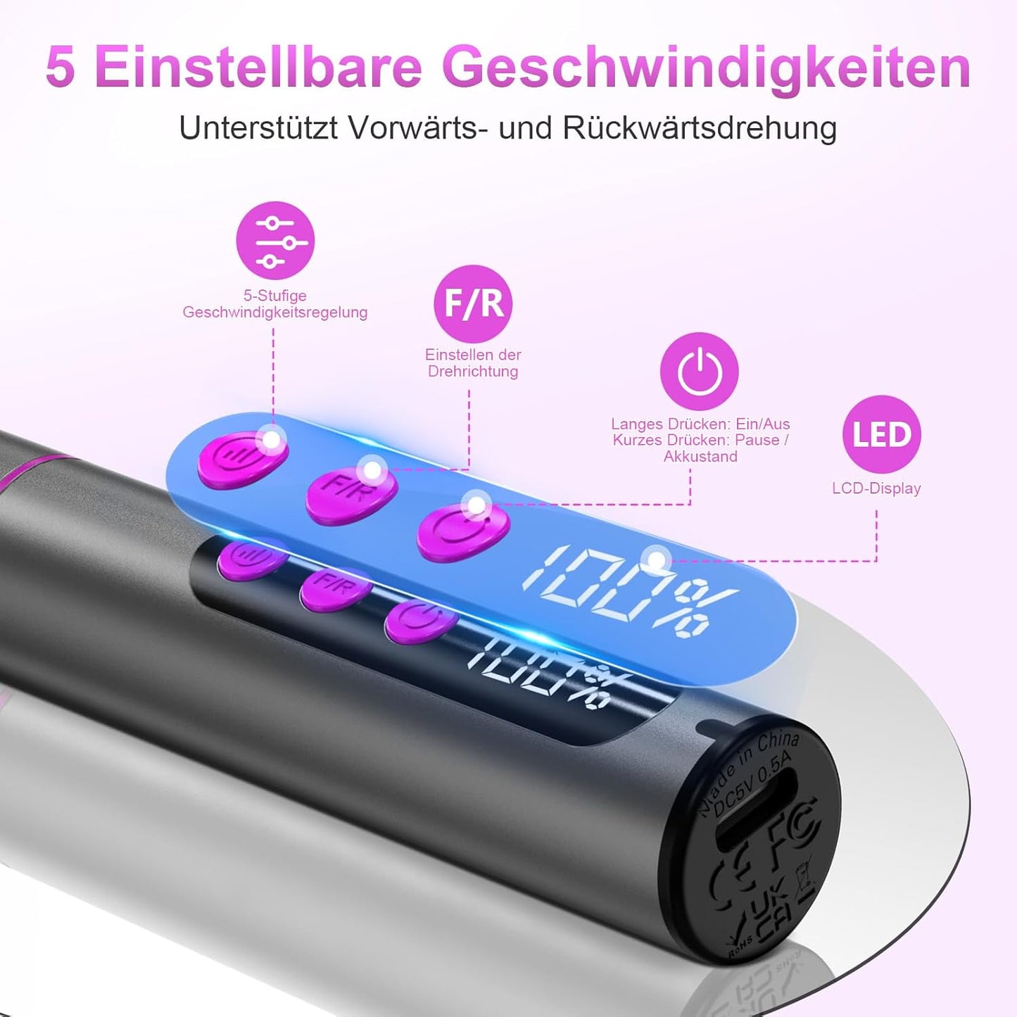 Kabelloser Nagelfräser für Maniküre & Pediküre, Grau