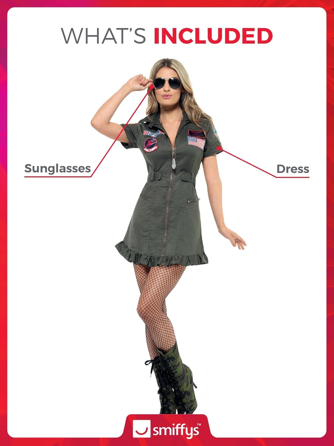 Sexy Damen Kostüm Top Gun: Deluxe, Größe: 40-42