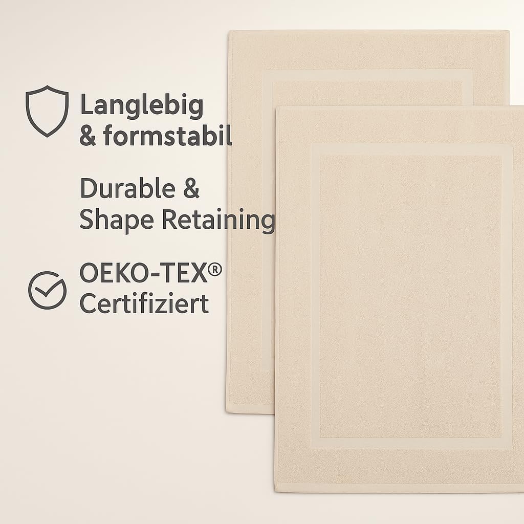 2er-Set Badematten, 50x70 cm, 2x Badvorleger Sand