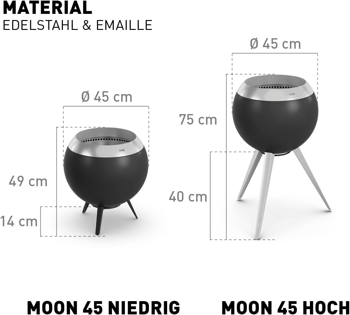 MOON 45 Feuerschale, 45 silber mit niedrigem Fuss