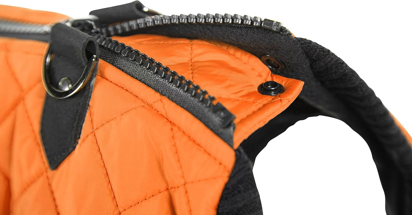 Modische Hundebomberweste mit Rautenmuster, Medium chest (~14.5") Orange