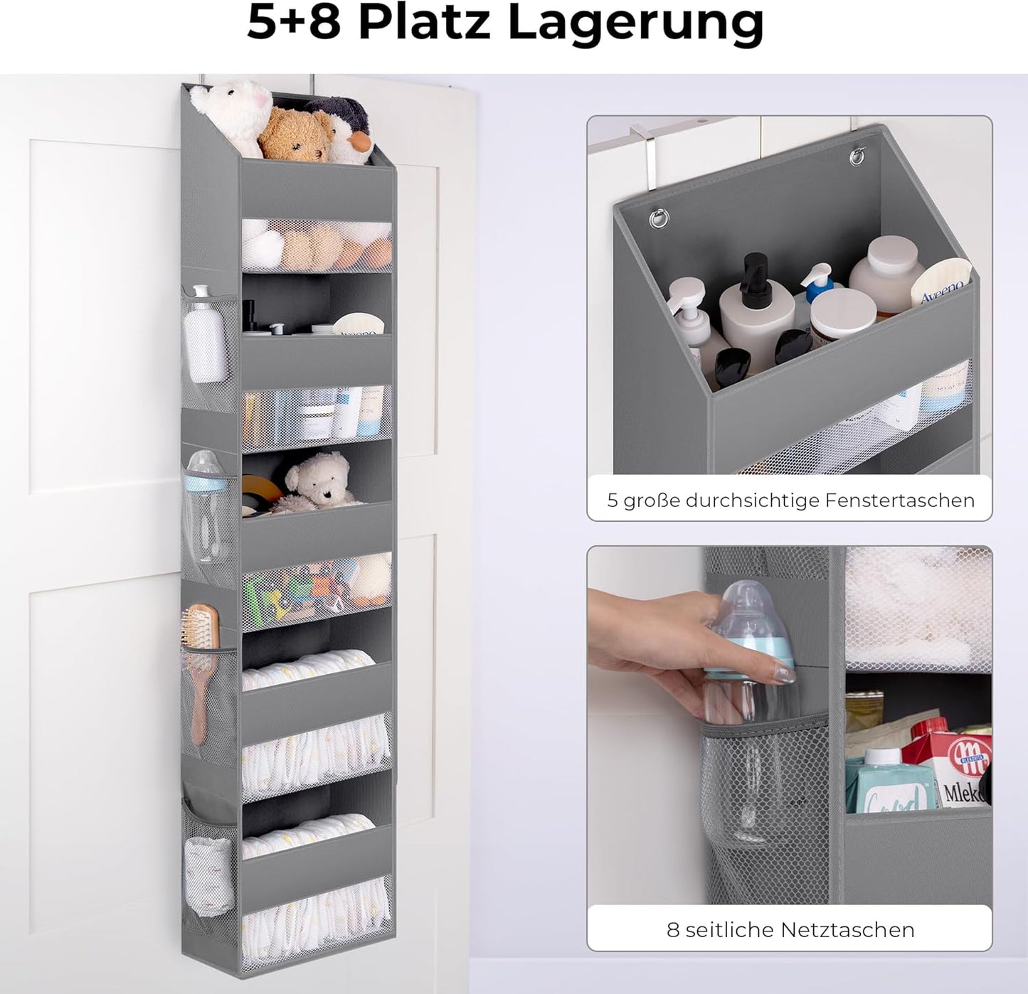 Hängeorganizer für die Tür, 5 Fächern - 1 Stück Grau