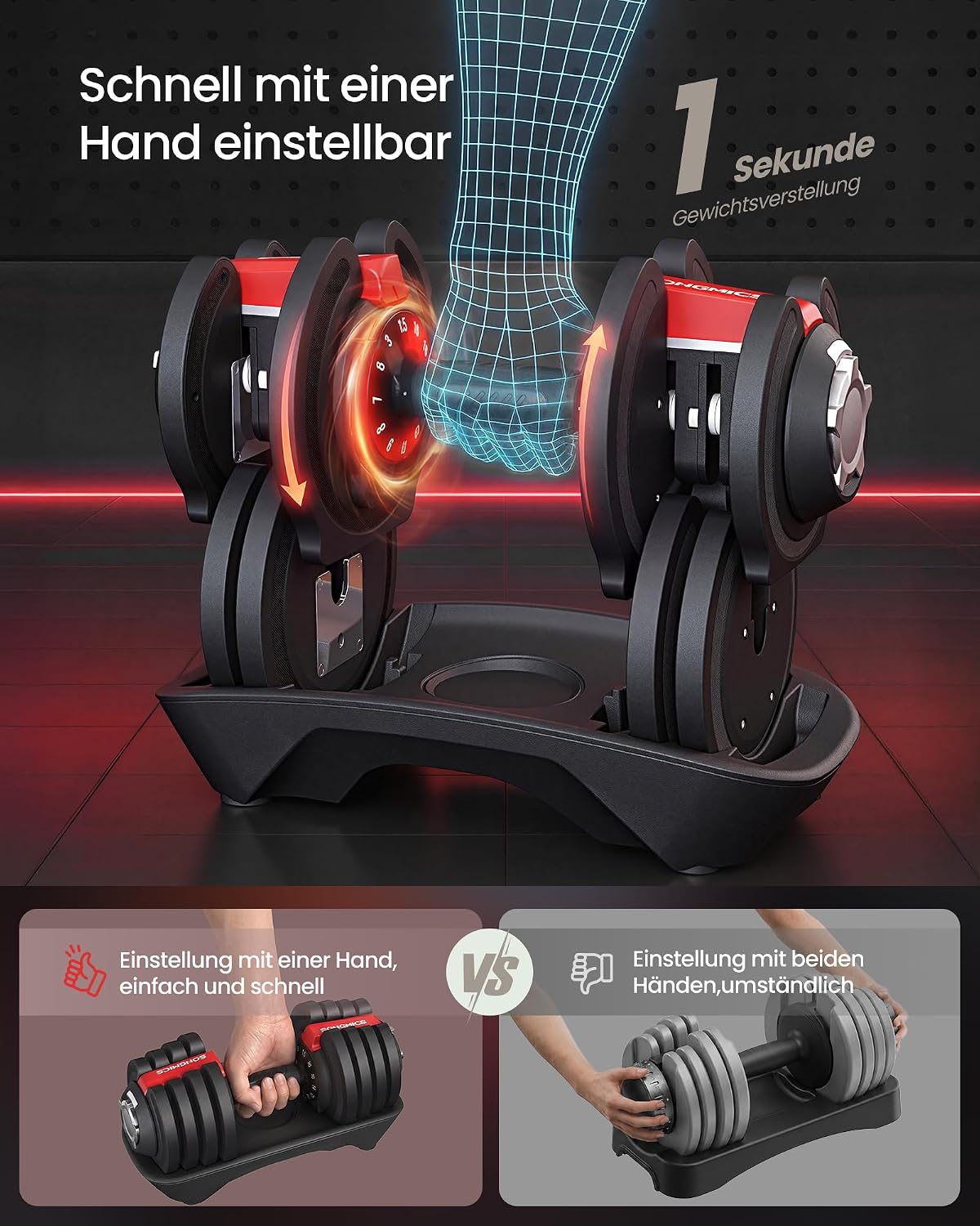 Kurzhanteln-Set mit Ständer (2 x 18 kg), 2 x 18 kg