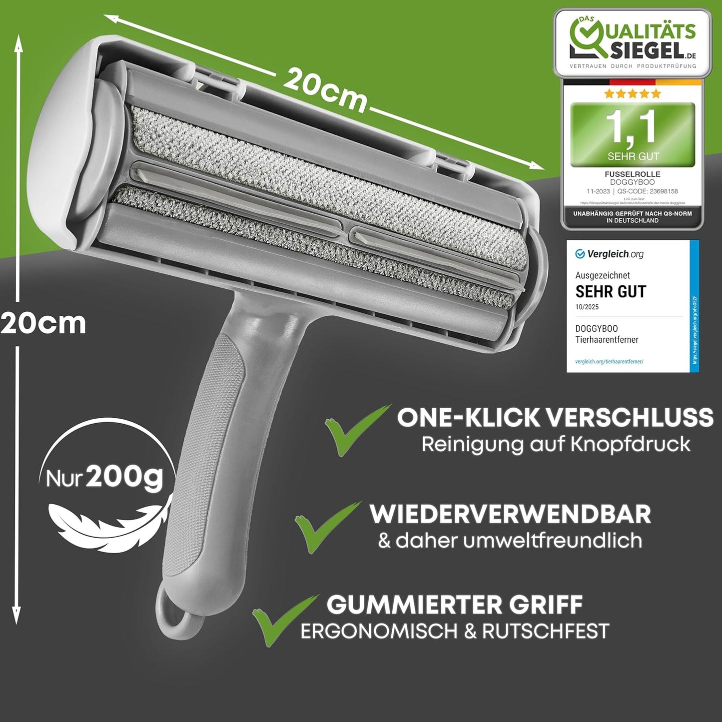 Fusselrolle Tierhaarentferner, Grau