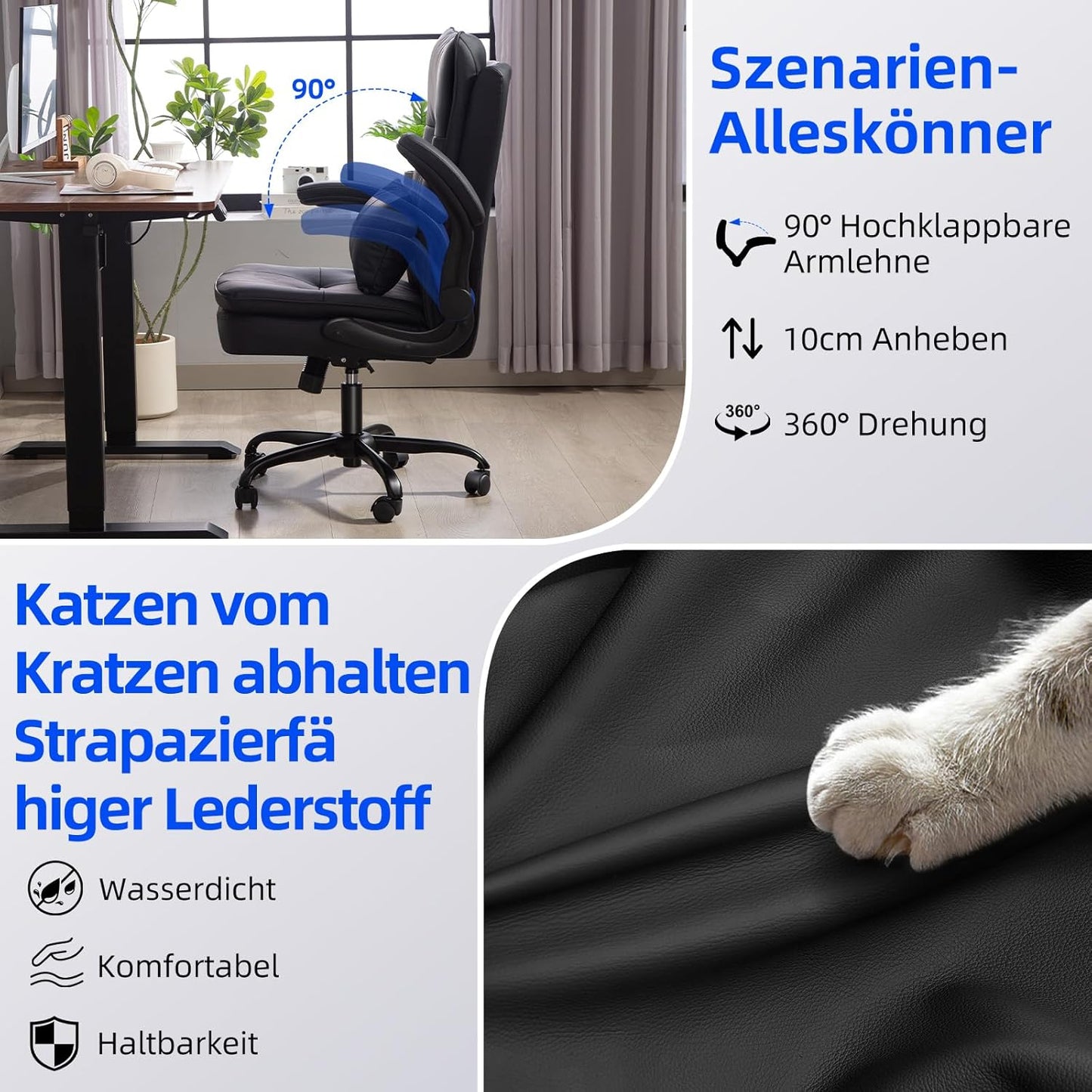 Ergonomischer Bürostuhl mit Wippfunktion, Aktualisierung Schwarz