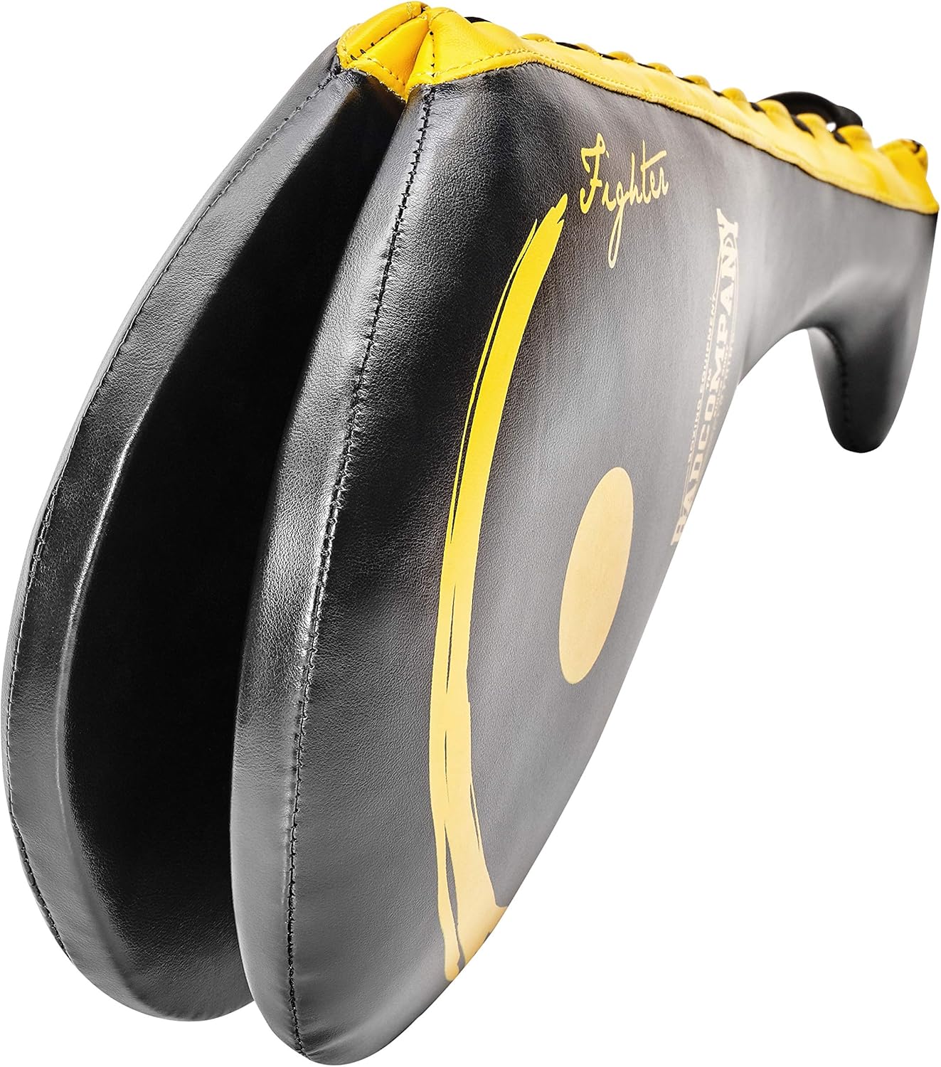 Double Kick Mitt Tritt-Handpratze für Taekwondo, schwarz-gelb