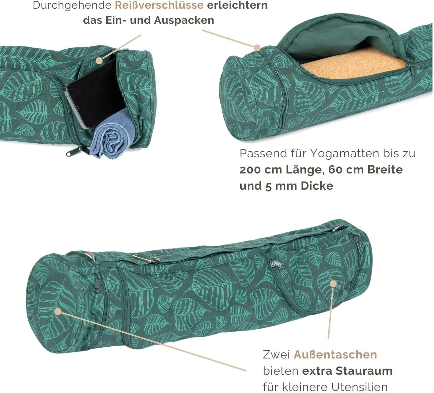 Yogatasche Asana, Bodhi Leaves/Deep Green 60 cm