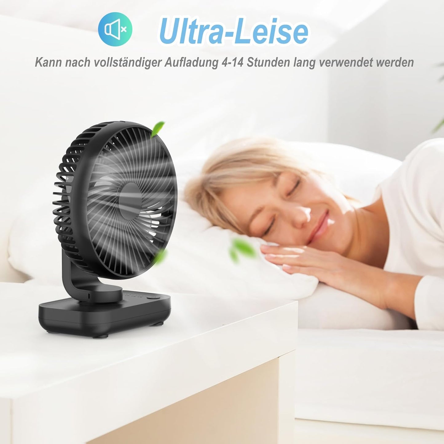 USB Mini-Tischventilator, akkubetrieben, Eisenhaltig