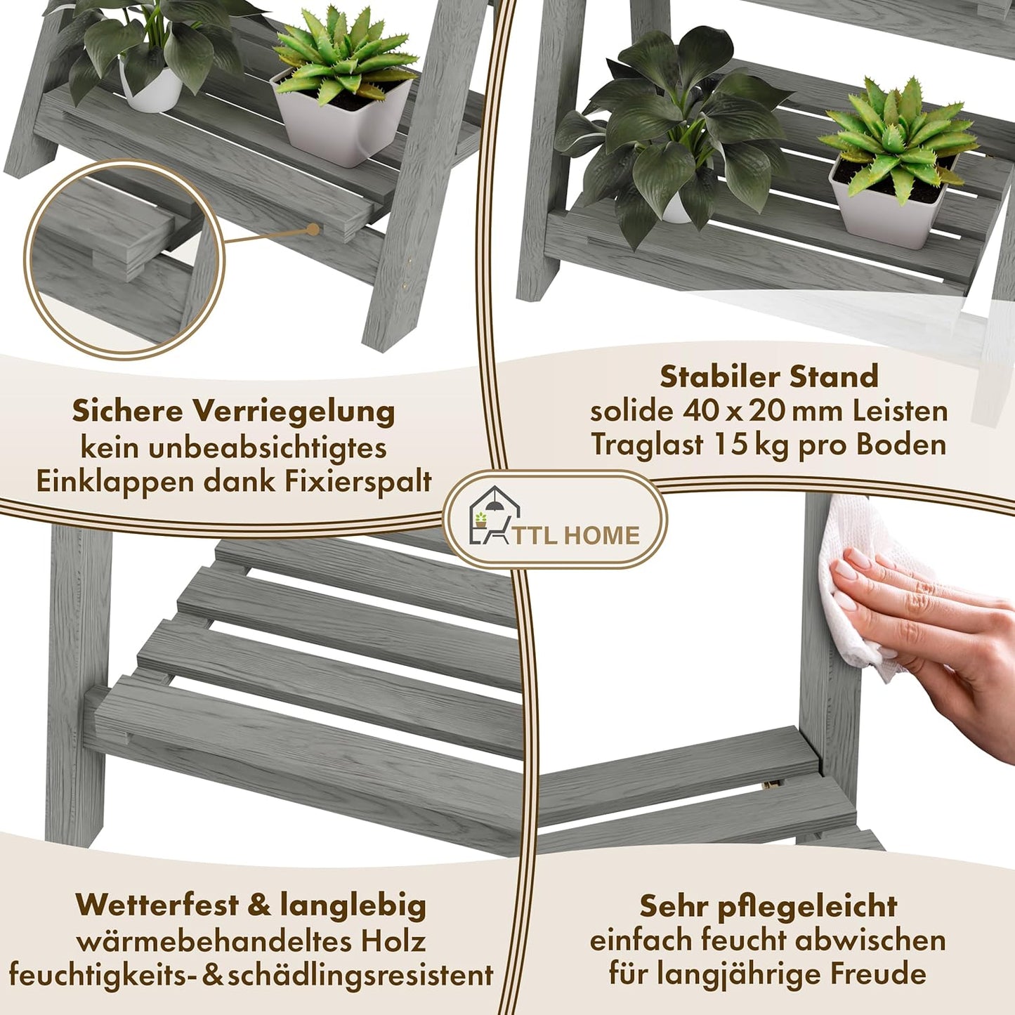 Klappbare 2-stufige Blumentreppe, S - 52x41x24cm