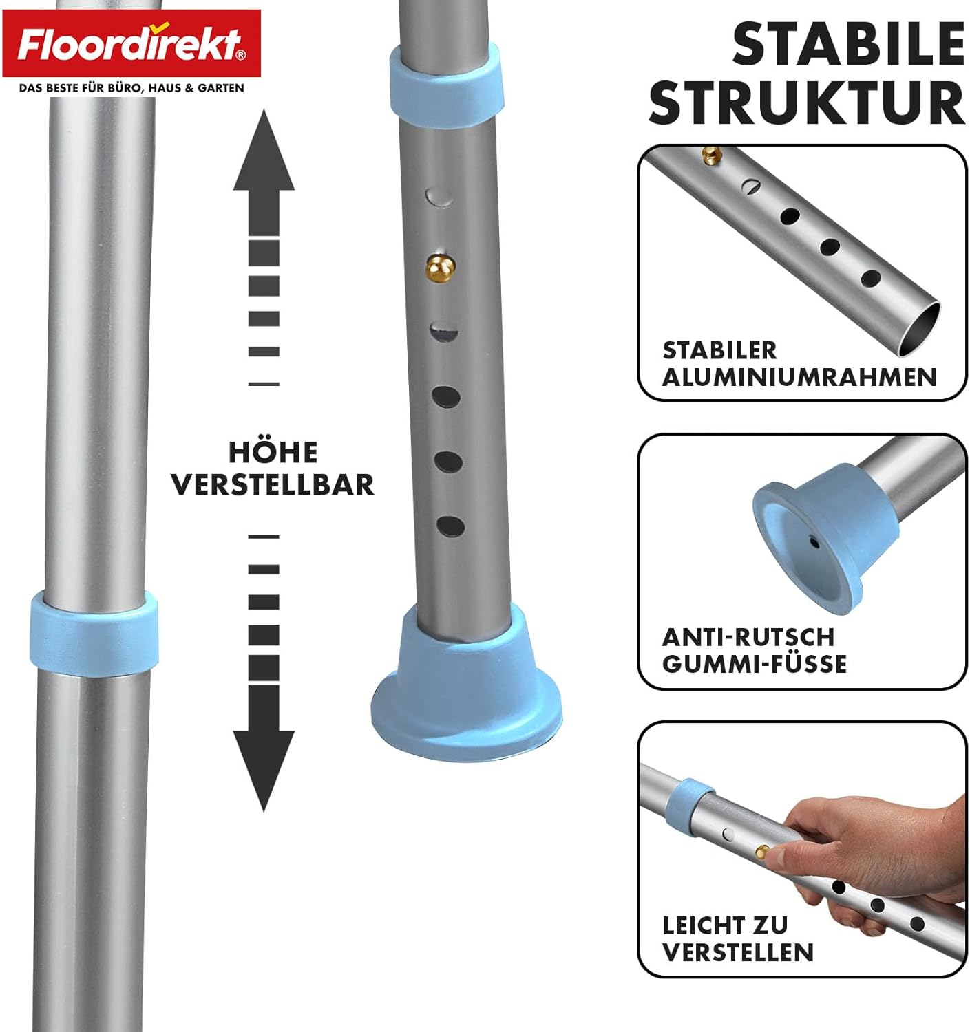 Höhenverstellbarer Duschhocker Pedro 360° drehbar, 35 × 35 × 39–51,5 cm