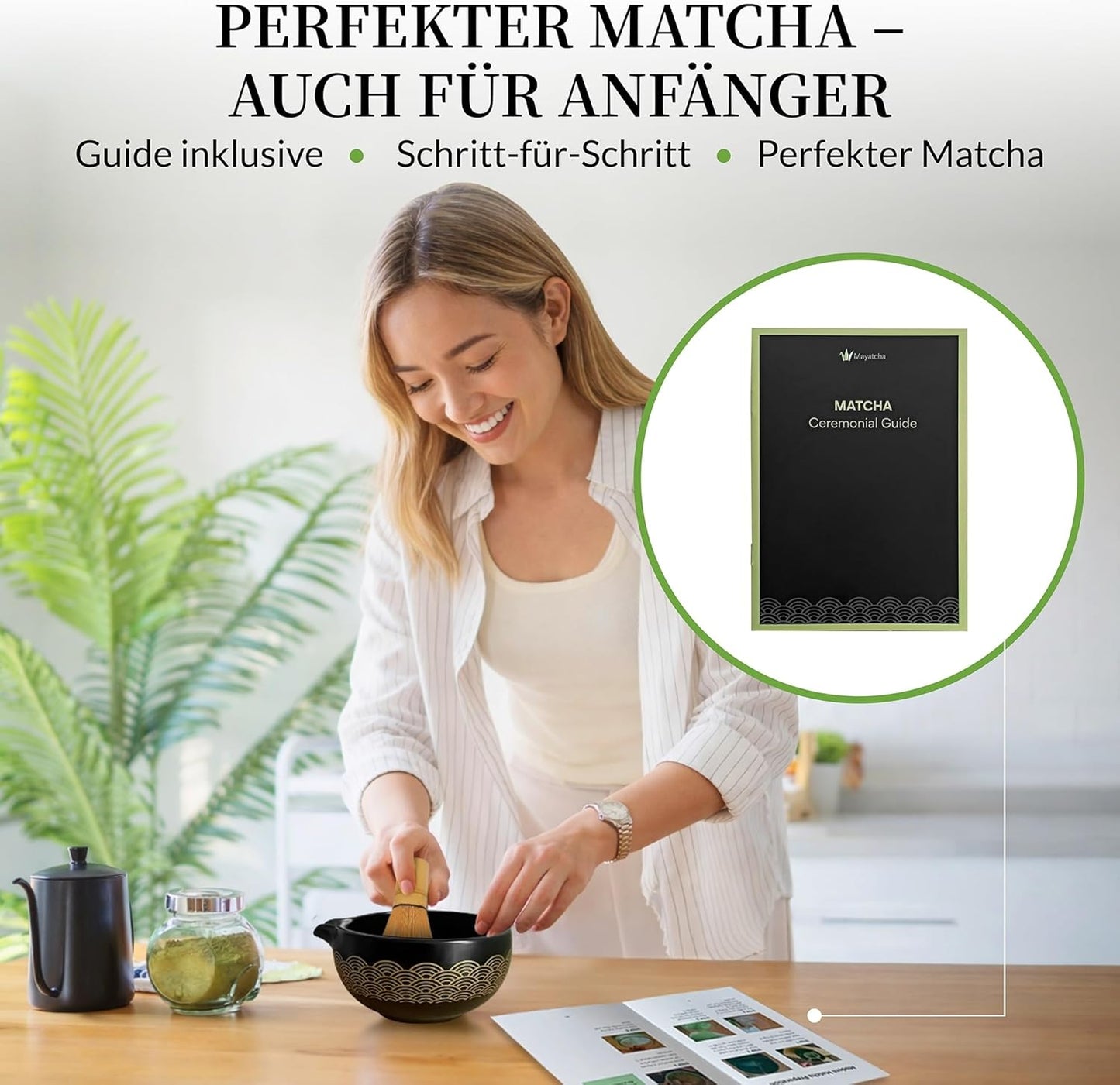 8-teiliges Matcha Set mit Glückskranich Halter