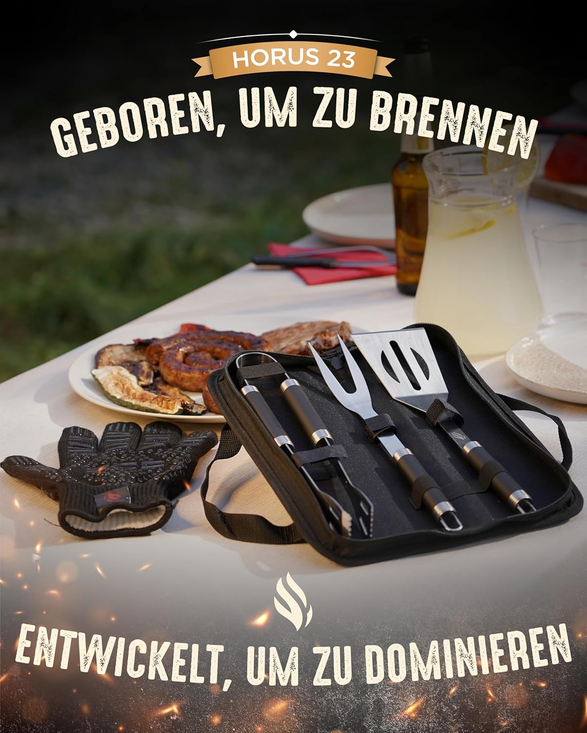 4-teiliges Grill Zubehör Set mit Tasche