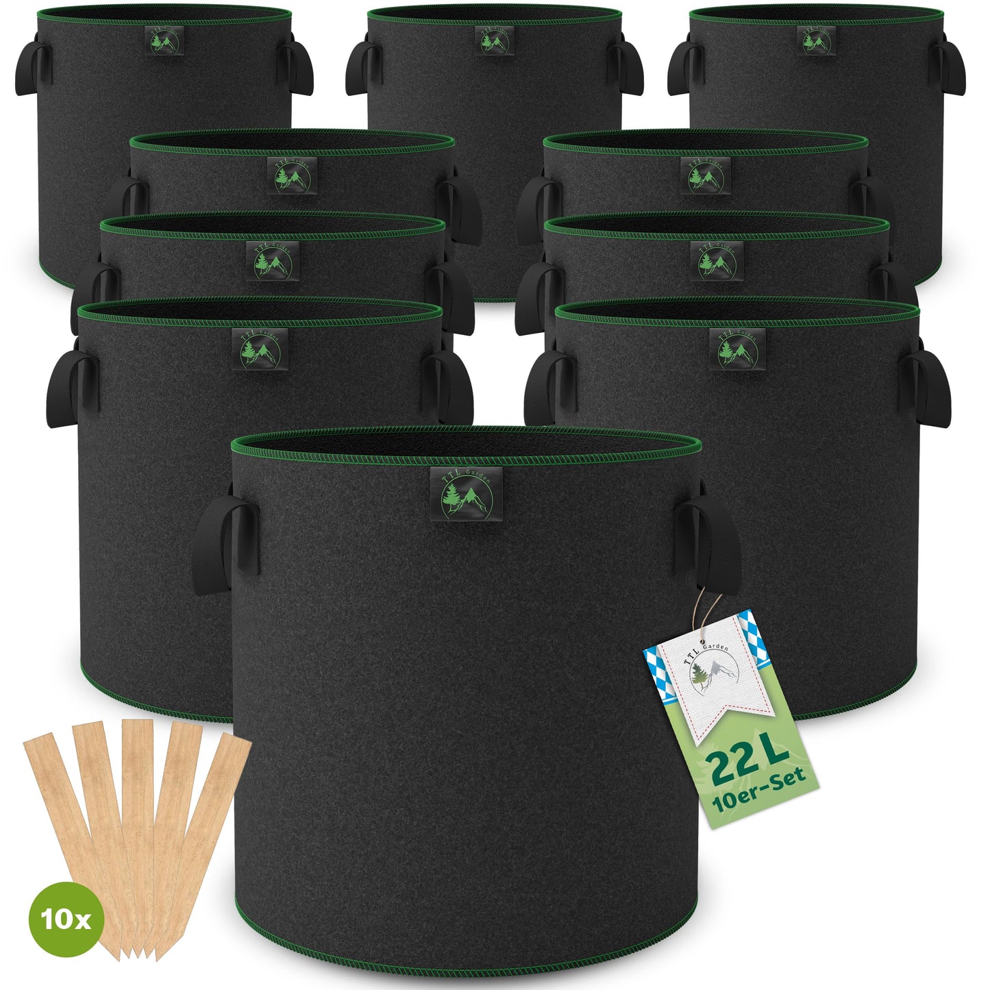 10er-Set Pflanzsack, 22 Liter, 22 Liter Allrounder 10