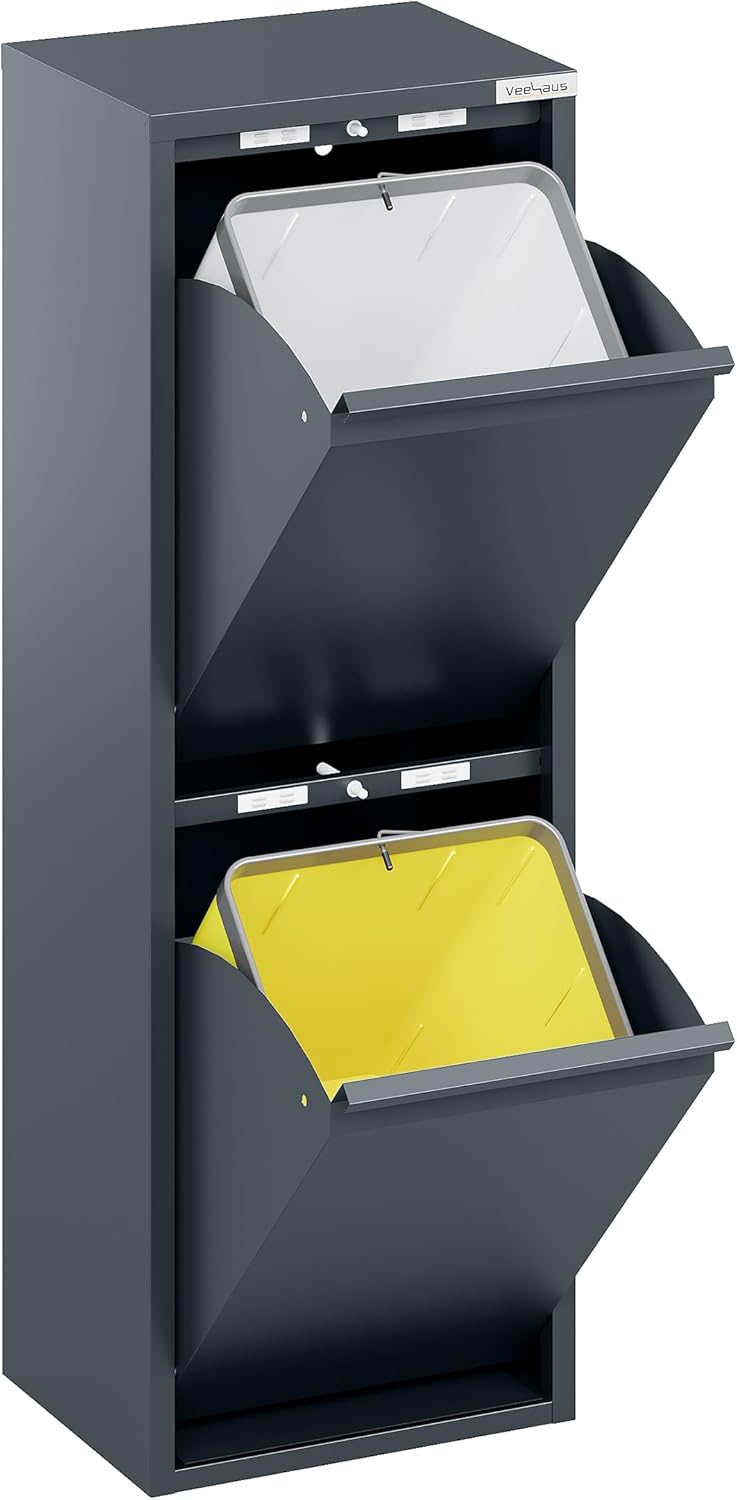 Geruchloses Mülltrennsystem, 2 x 15 L Anthrazit