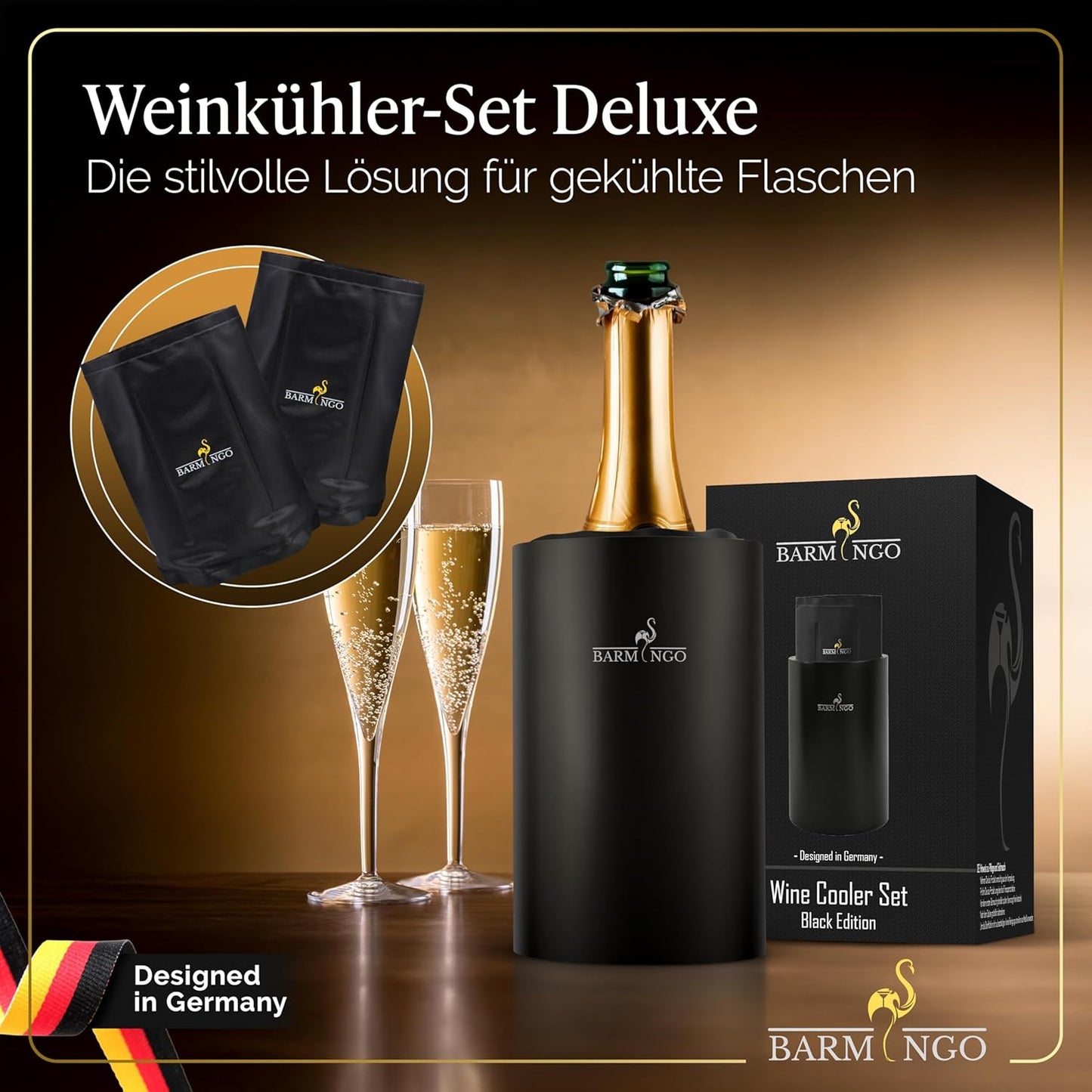 Edelstahl Weinkühler, Schwarz-matt
