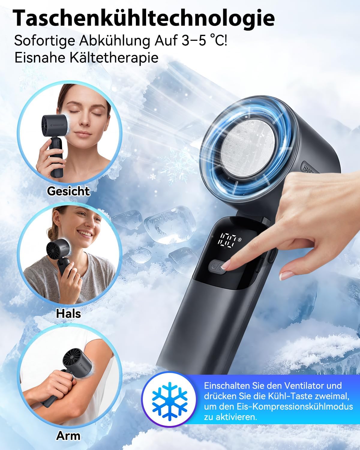 Tragbarer Handventilator, Grau