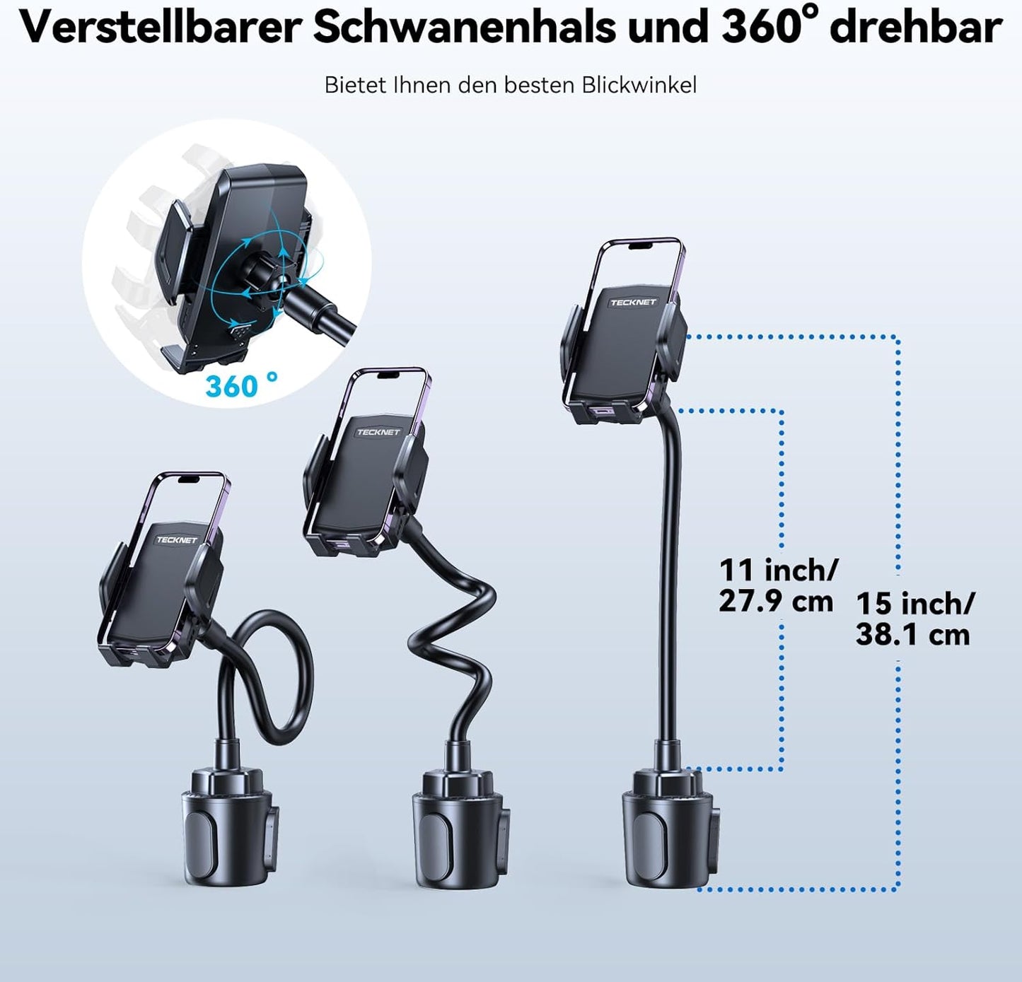 Handyhalterung für Lüftung & Getränkehalter, Schwarz