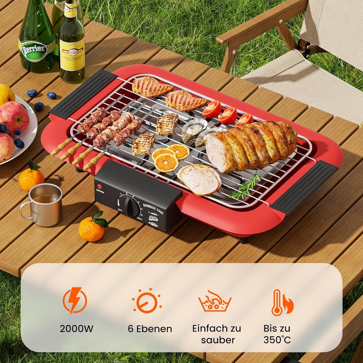 Elektrogrill Tischgrill, Klassisches Rot