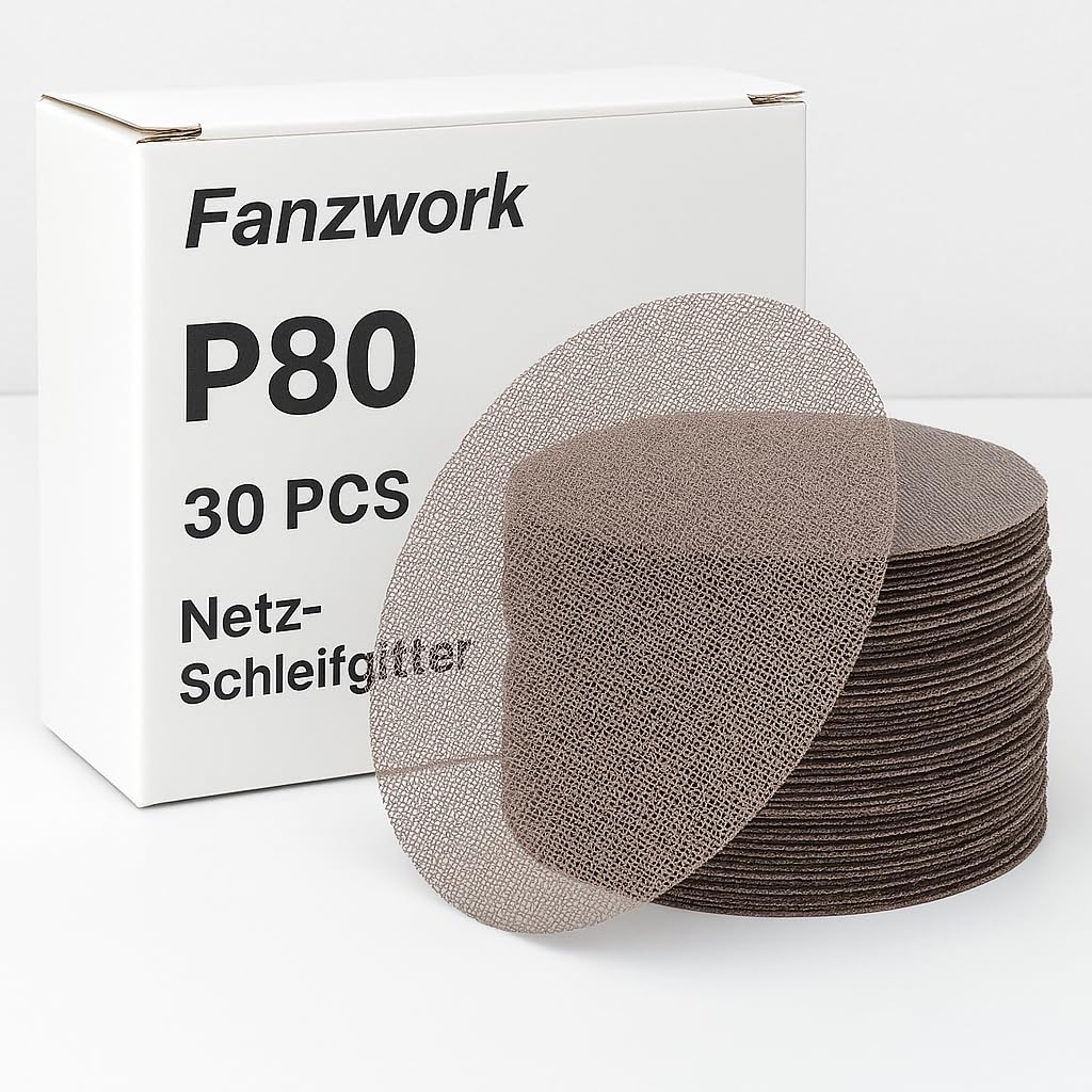 Netz-Schleifgitter Set für Exzenterschleifer (30 Stück), P80 Netz-Schleifgitter