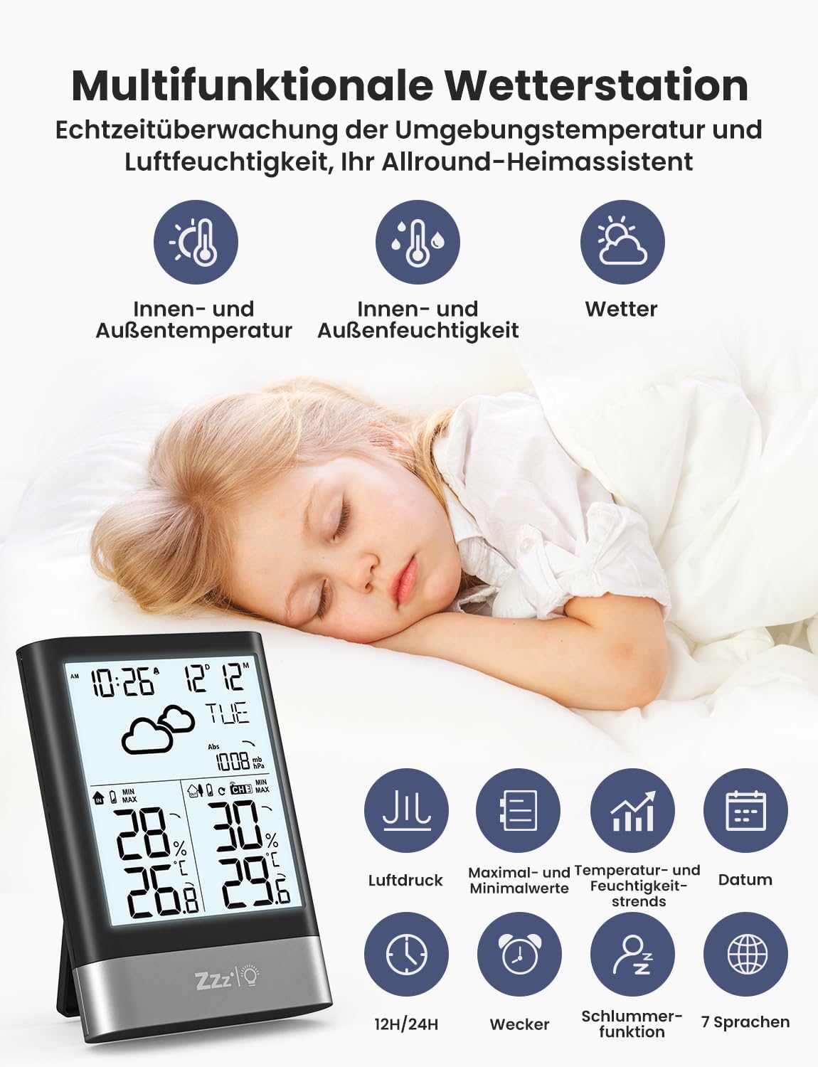 Funkwetterstation, Schwarz/Silber