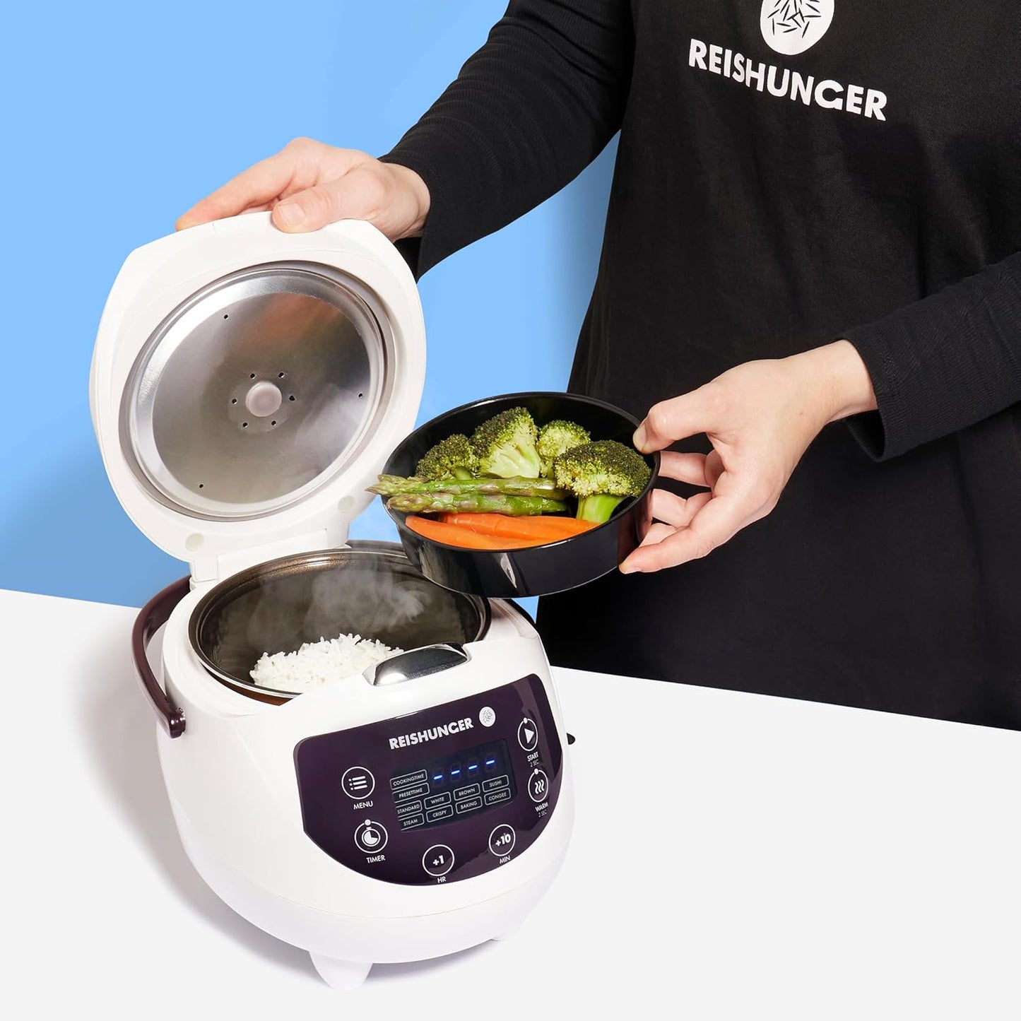 Digitaler Reiskocher Set, weiss