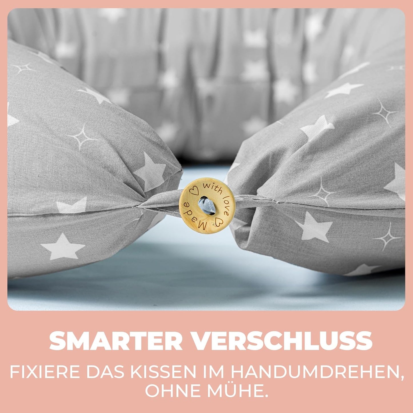 Still- und Schwangerschaftskissen XXL, Stillkissen XXL Grau mit Weissen Sternen
