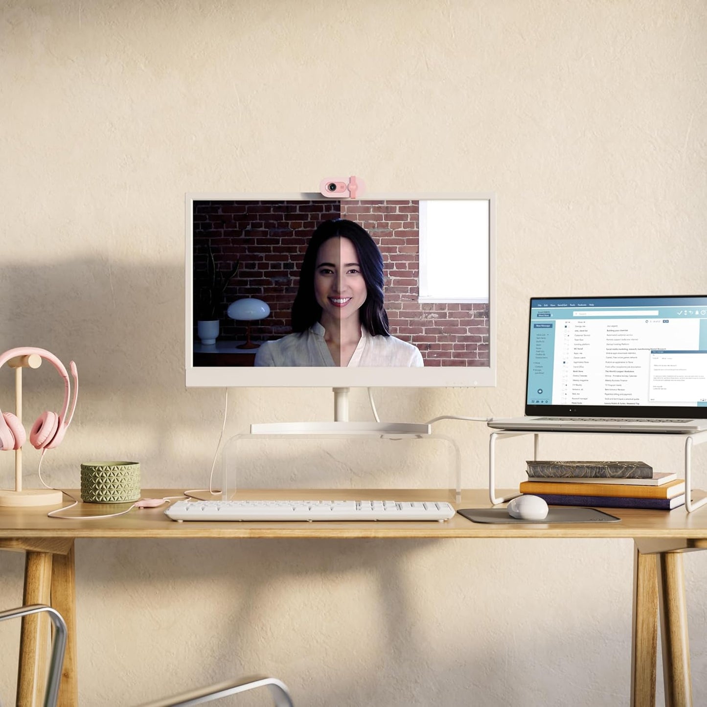 Brio 100 Full HD-Webcam mit Mikrofon und Abdeckblende, Rosa Brio 100