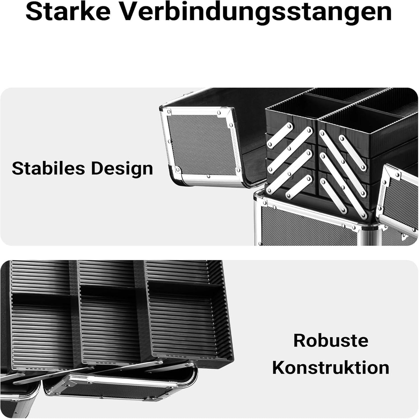 Alu Transportkoffer mit Innenaufteilung, Schwarz 7-XL