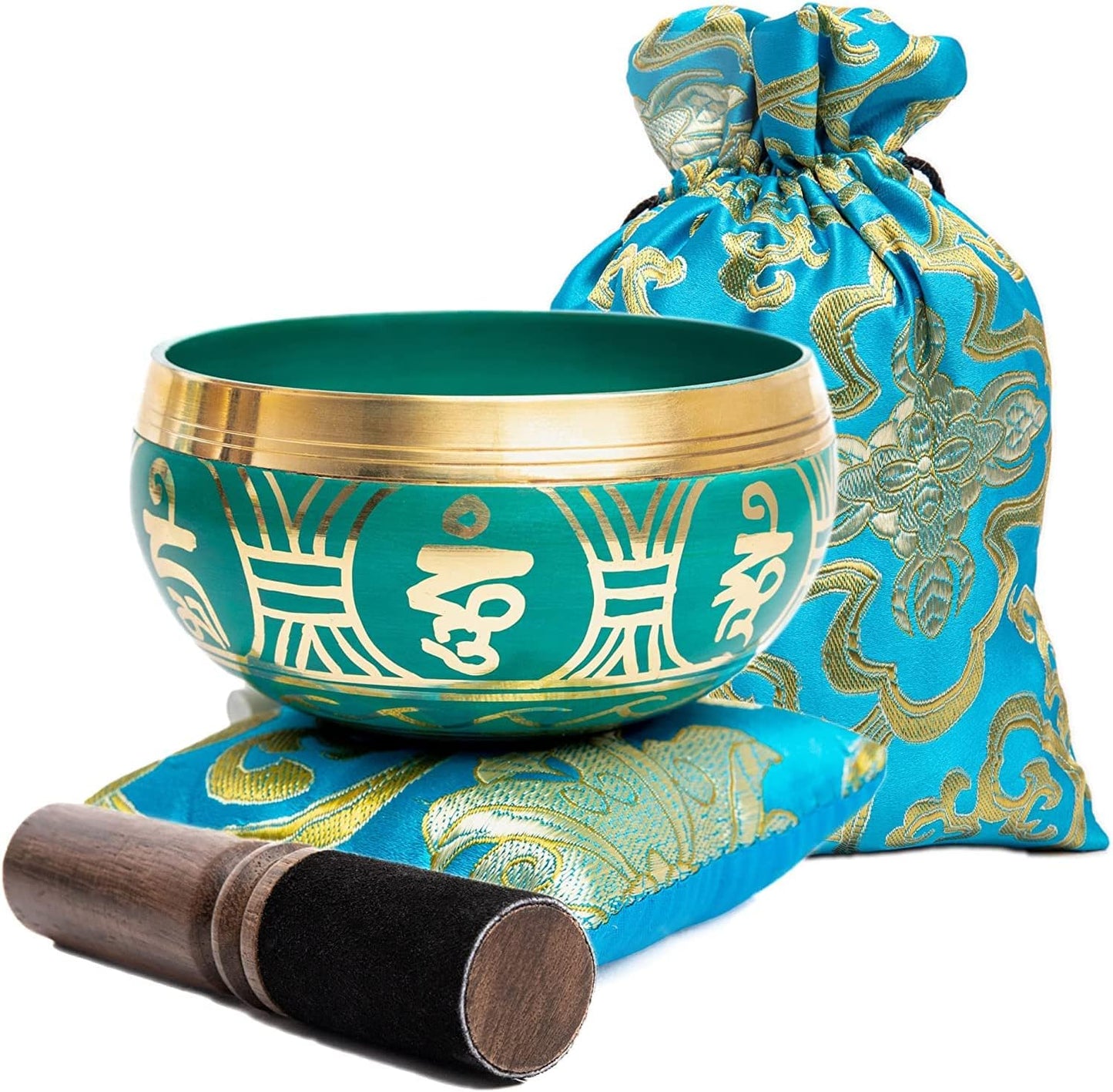 Tibetisches Klangschalen-Set mit Tasche, Turquoise