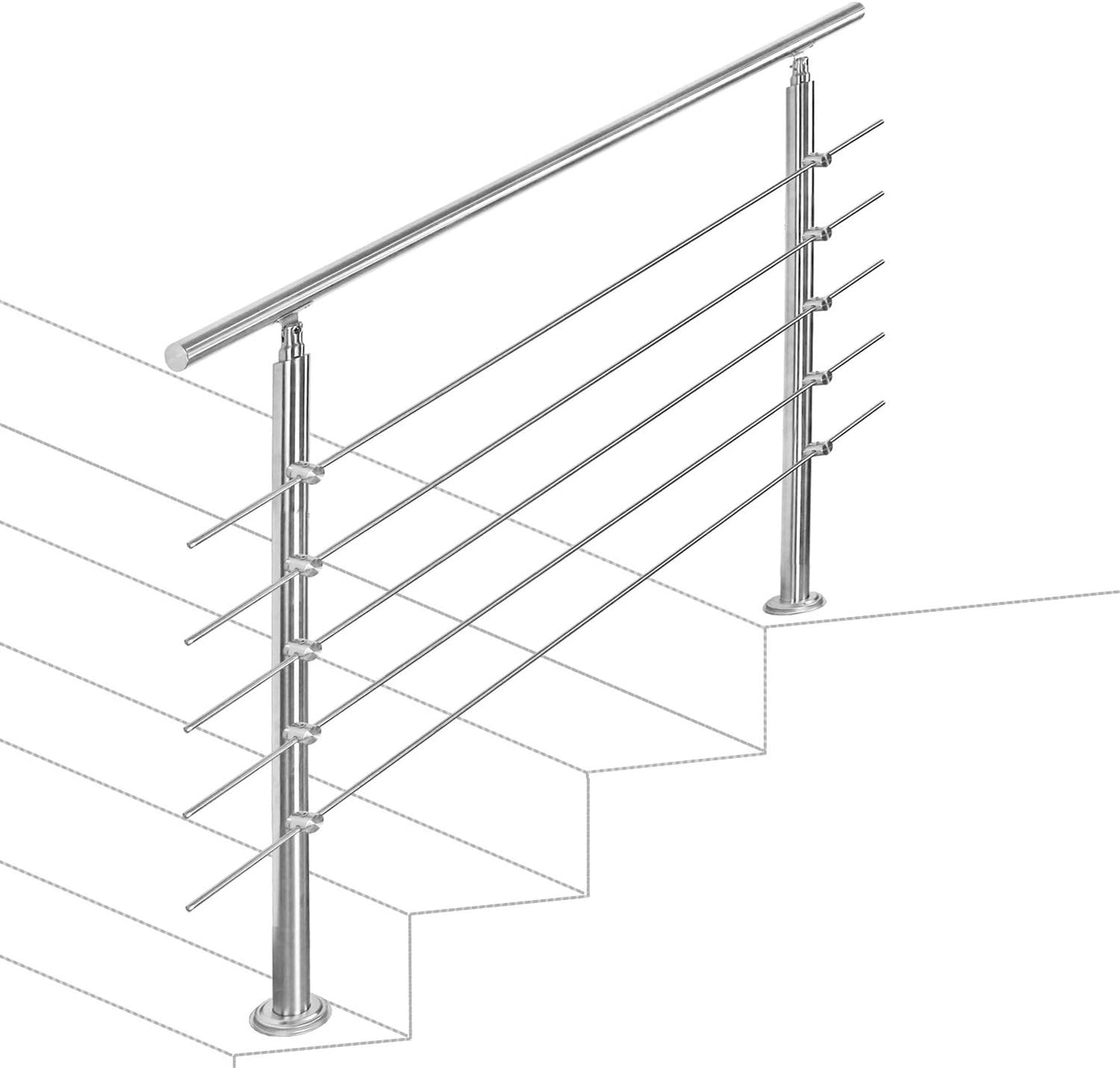 Handlauf mit 3 Querstreben (100cm), 100cm 3 Querstreben