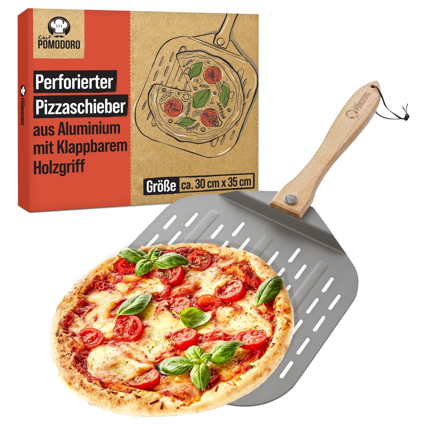 Pizzaschieber mit faltbarem Griff, 30,5 x 35,6 cm
