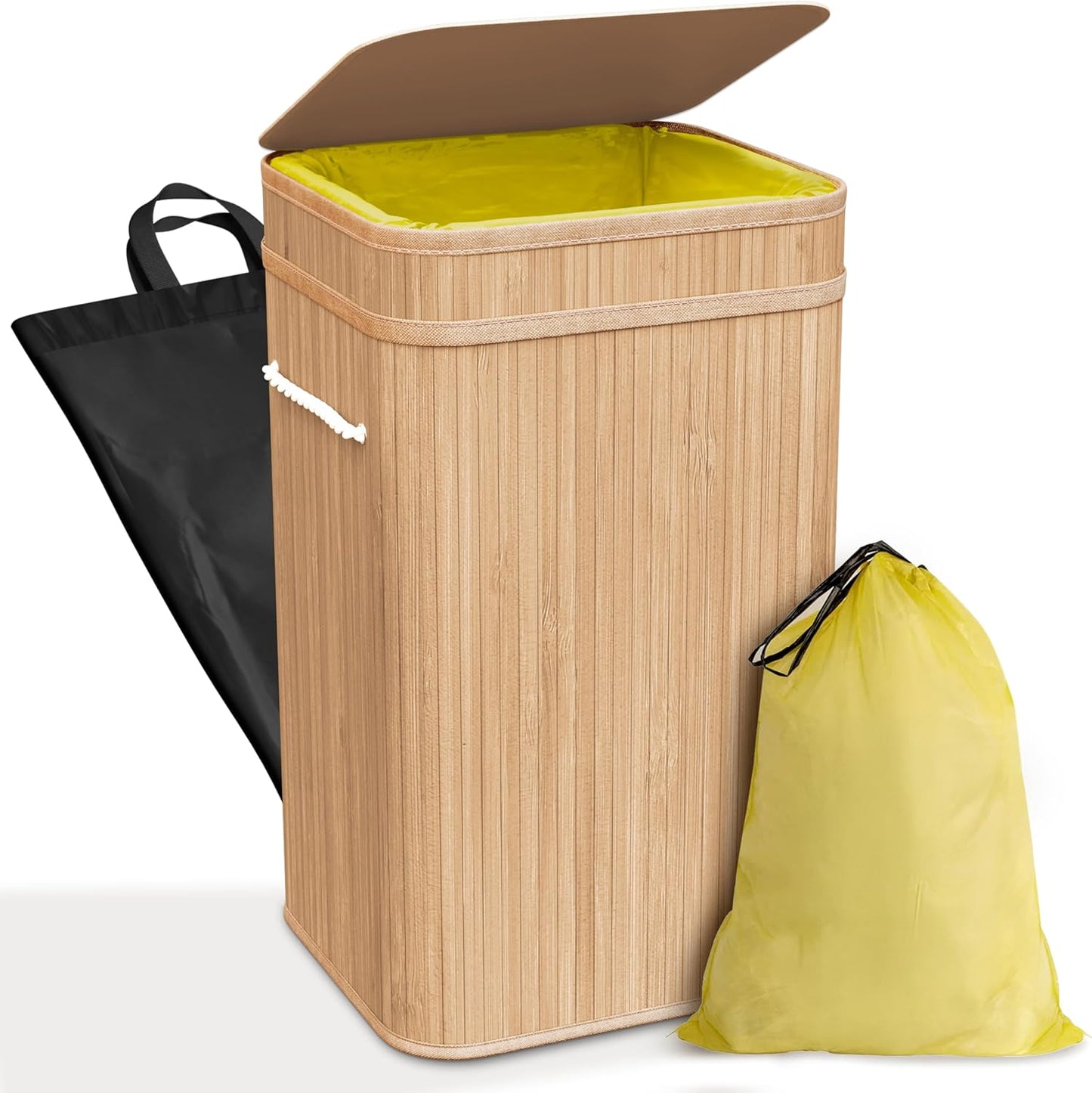 Müllsackständer aus Bambus mit Innentasche, 60L, Hellbraun