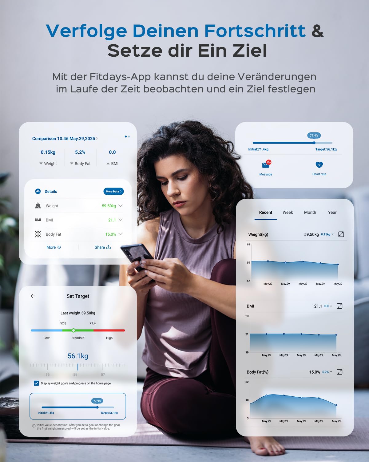 Digitale Körperanalysewaage mit Bluetooth (8-in-1)