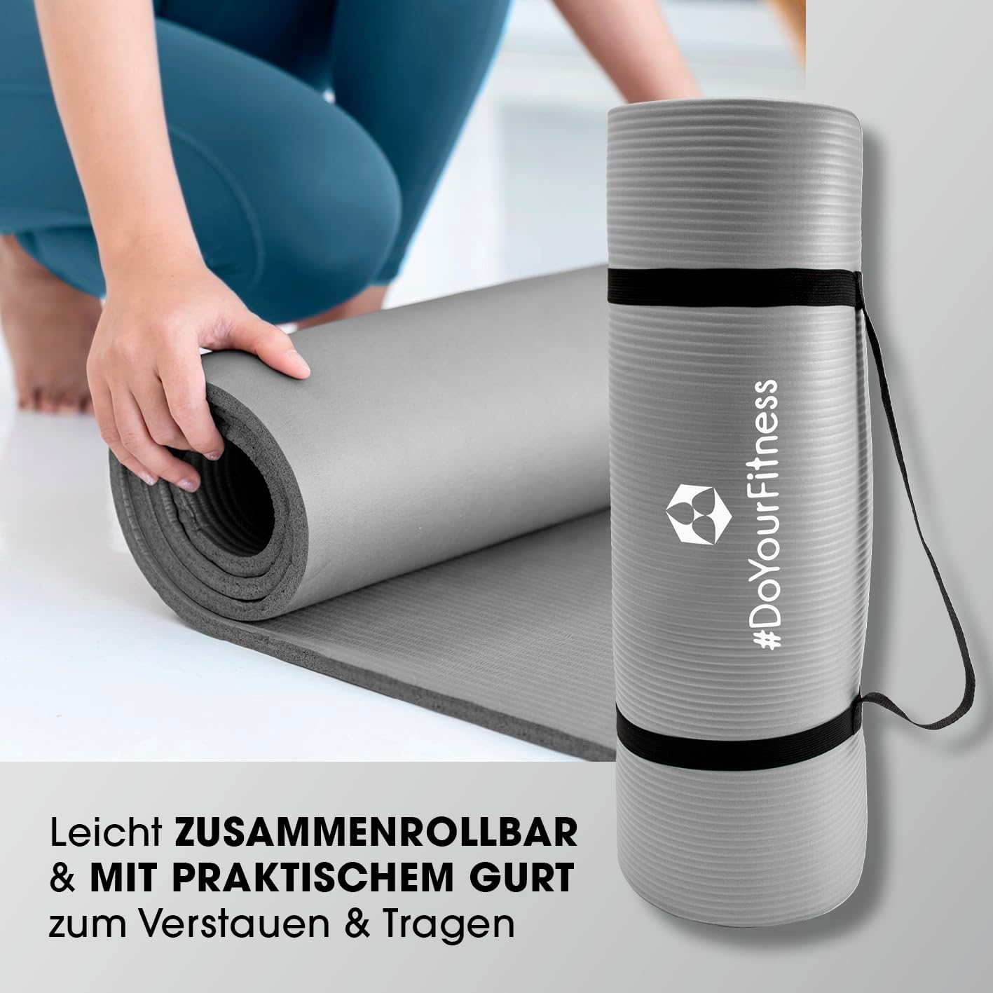 Fitnessmatte Ashanti 190 cm, 190 x 100 x 1 cm grau
