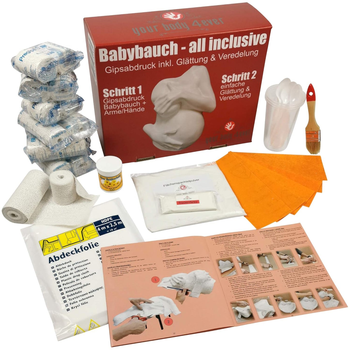 Babybauch Gipsabdruck Komplettset mit Veredelung
