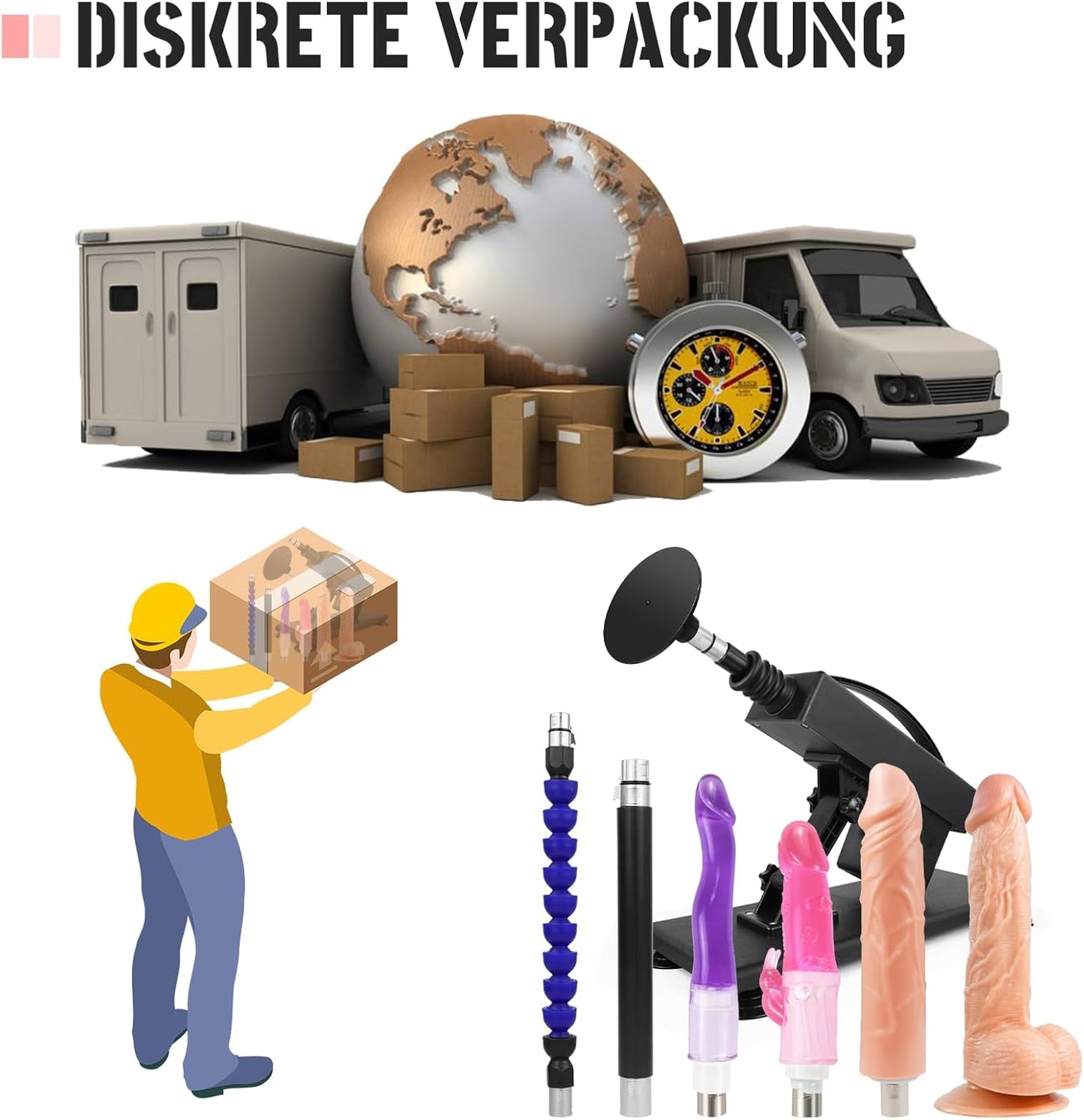Sexmaschinen-Set mit Dildo und Saugnapfadapter, set 3