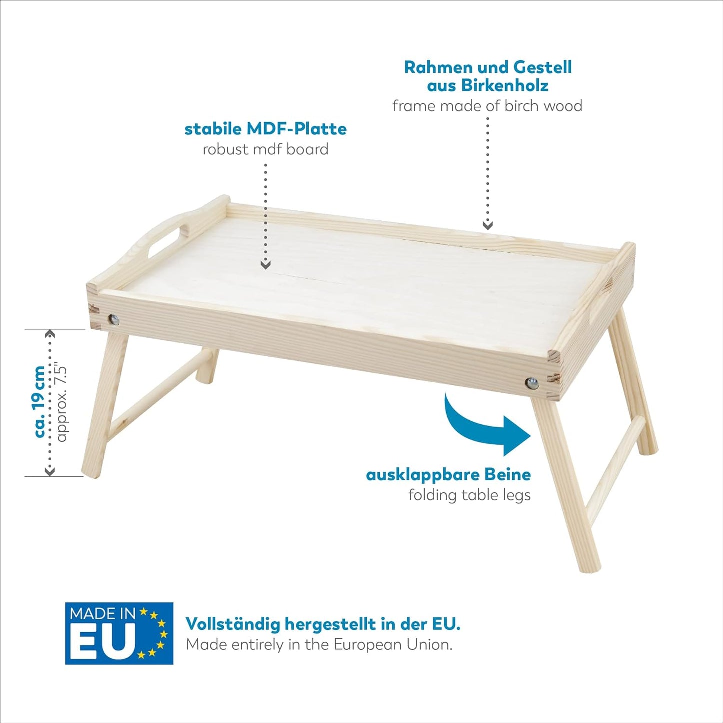 Frühstückstablett mit klappbaren Beinen, Natur (Holz)