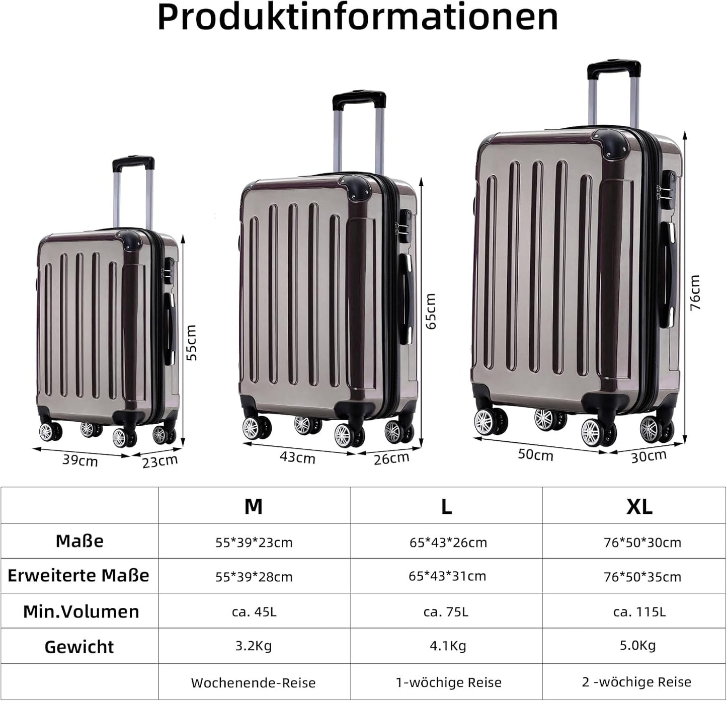 Hartschalen-Koffer, Coffee XL