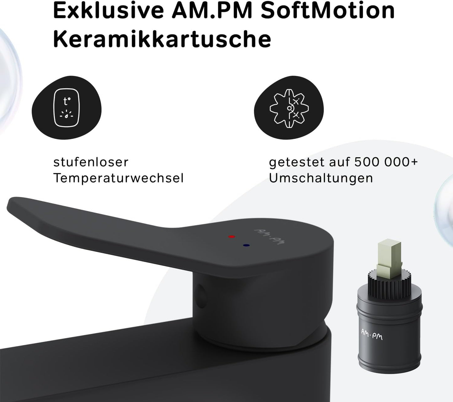 Wassersparende Einhebel-Waschtischarmatur X-Joy mit Klick- Ablaufgarnitur, mit Ablaufgarnitur Schwarz