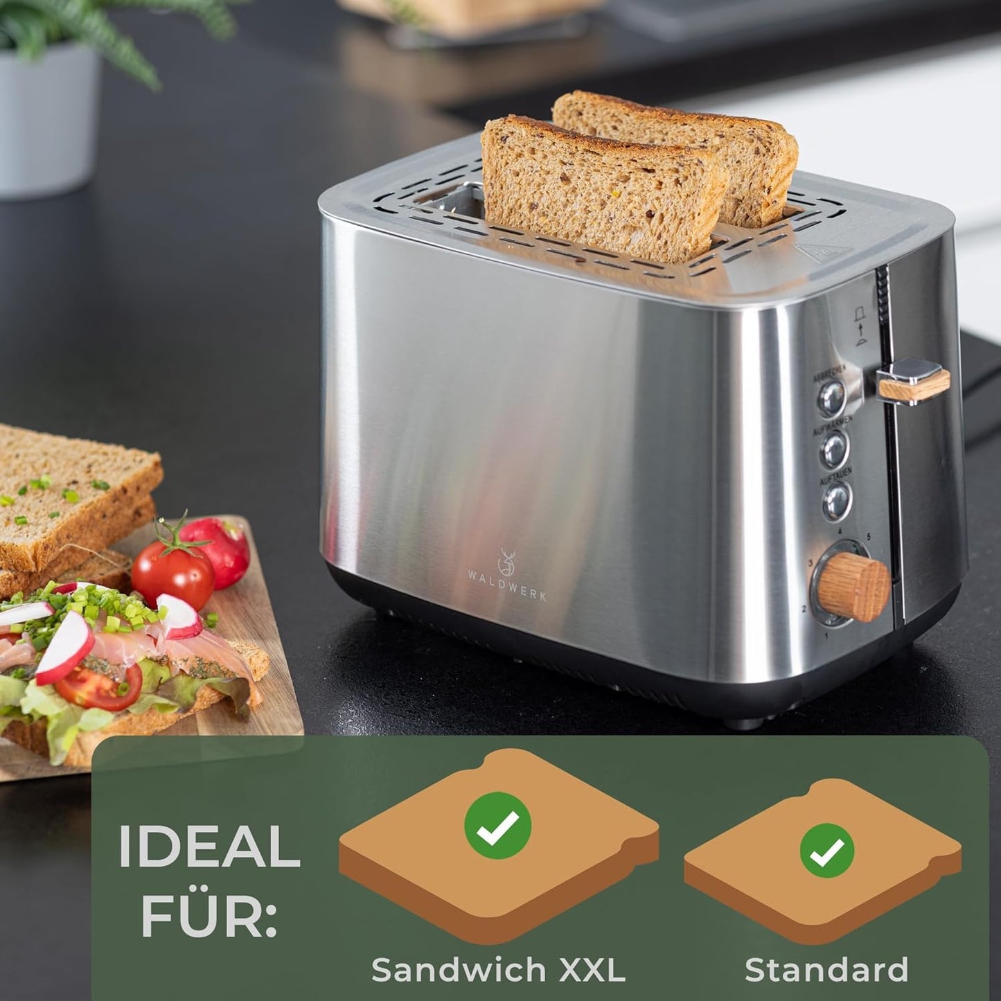 Edelstahl-Toaster, Toaster Edelstahl und Holz
