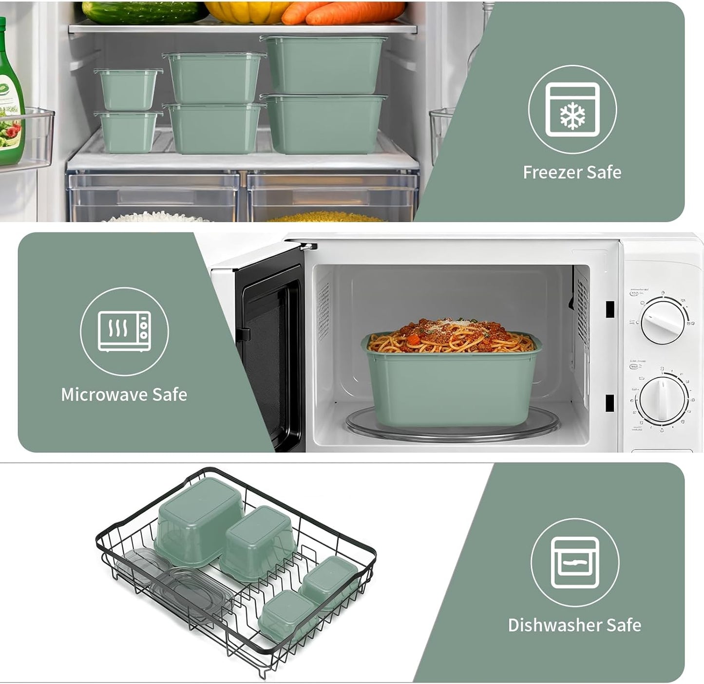 Frischhaltedosen-Set (15-teilig, BPA-frei), Grün Mehrere Grössen 15