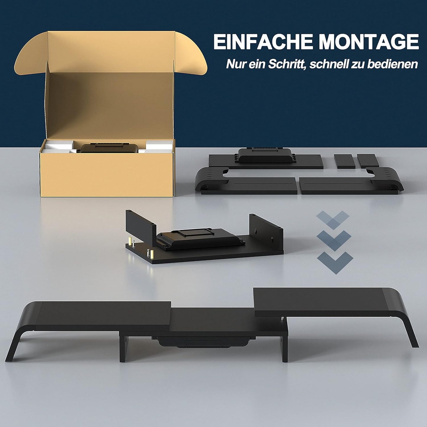 Dual Monitorständer mit Schublade und Handyhalter, 75-119 x 23,5 x 8,9 cm Schwarz