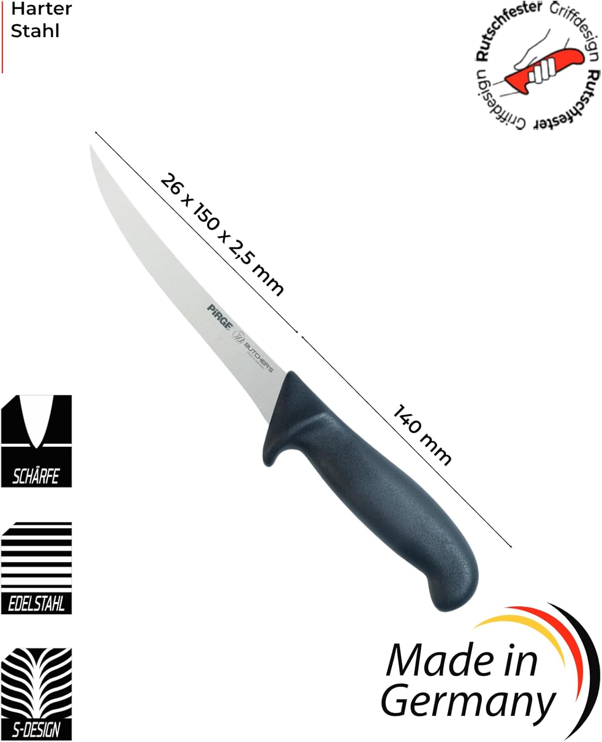 Ausbeinmesser, 15 cm / Schwarz