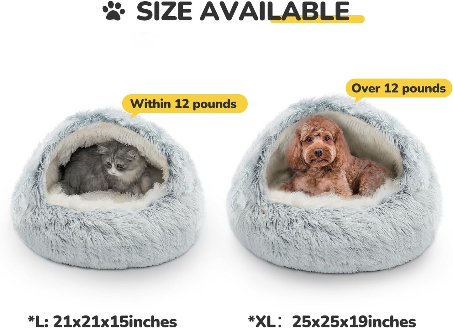 2 in 1 Kuschelbett und -höhle, Grau