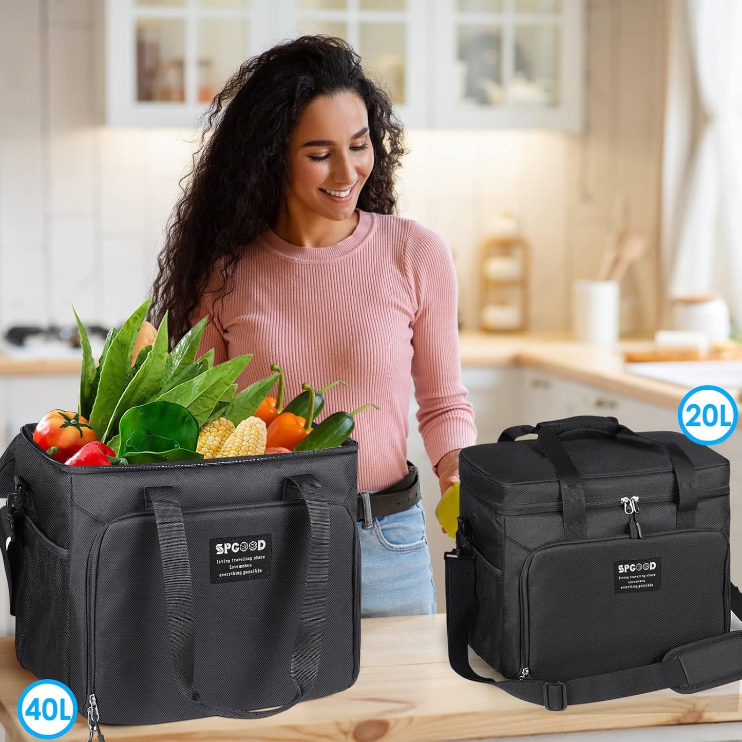 Isolierte Kühltasche für Picknick und Büro (20L), Schwarz 20L
