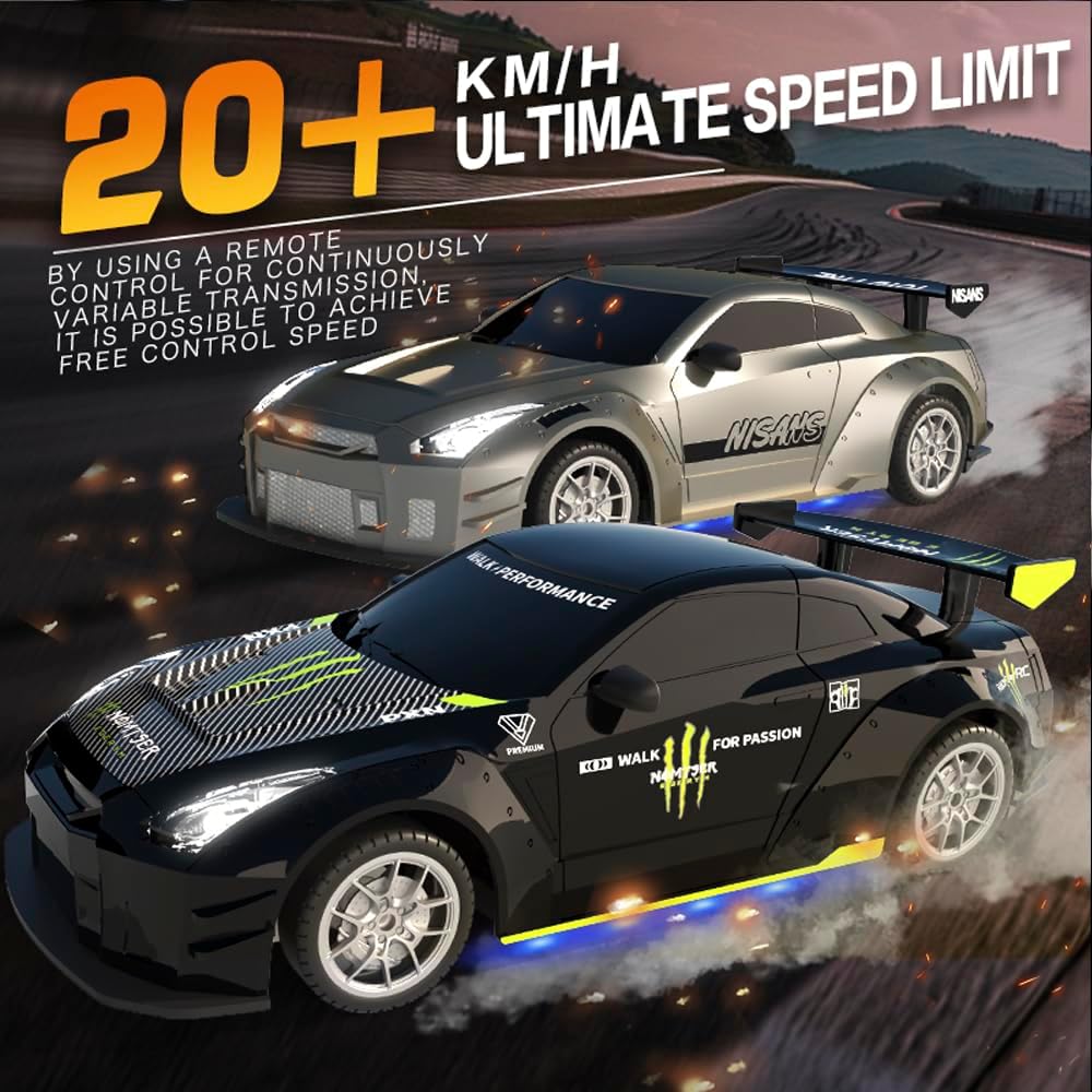 RC Drift Auto 4WD 1:24 mit LED-Leuchten, 909-schwarz