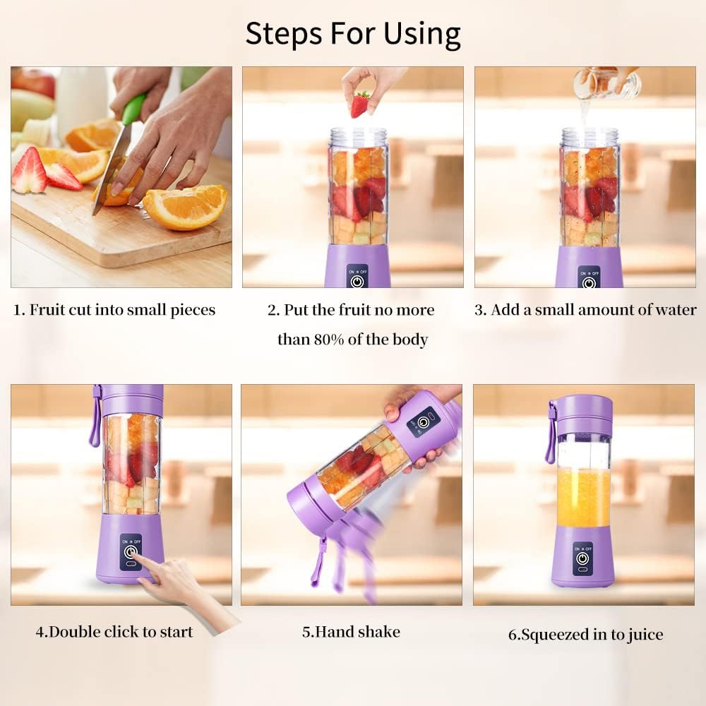Tragbarer USB-Smoothie-Mixer, Helles Lila