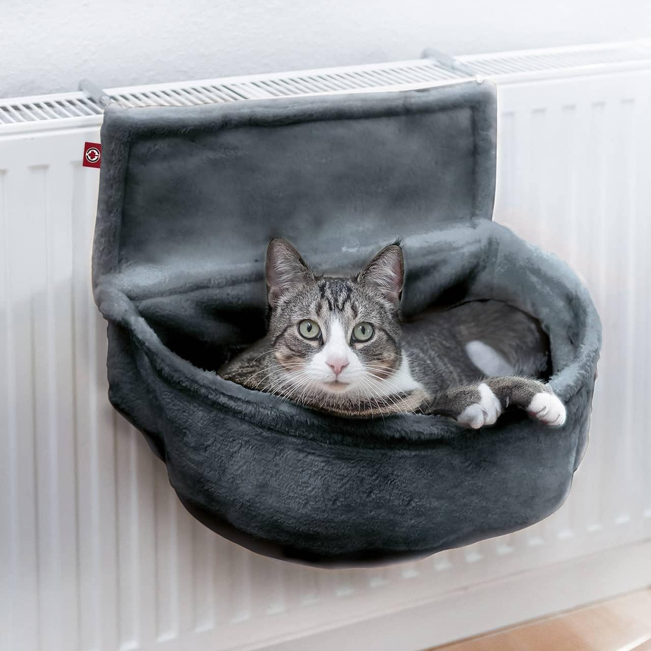 Katzen-Kuschelsack für Heizkörper, Anthrazit