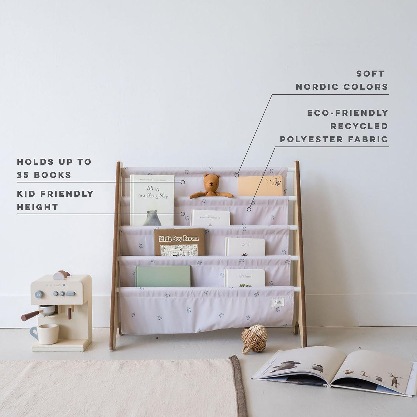 Bücherregal, Heidelbeere Taupe